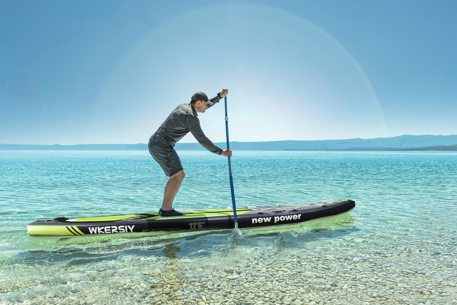 Paddler exploring the best SUP destinations on an inflatable paddle board